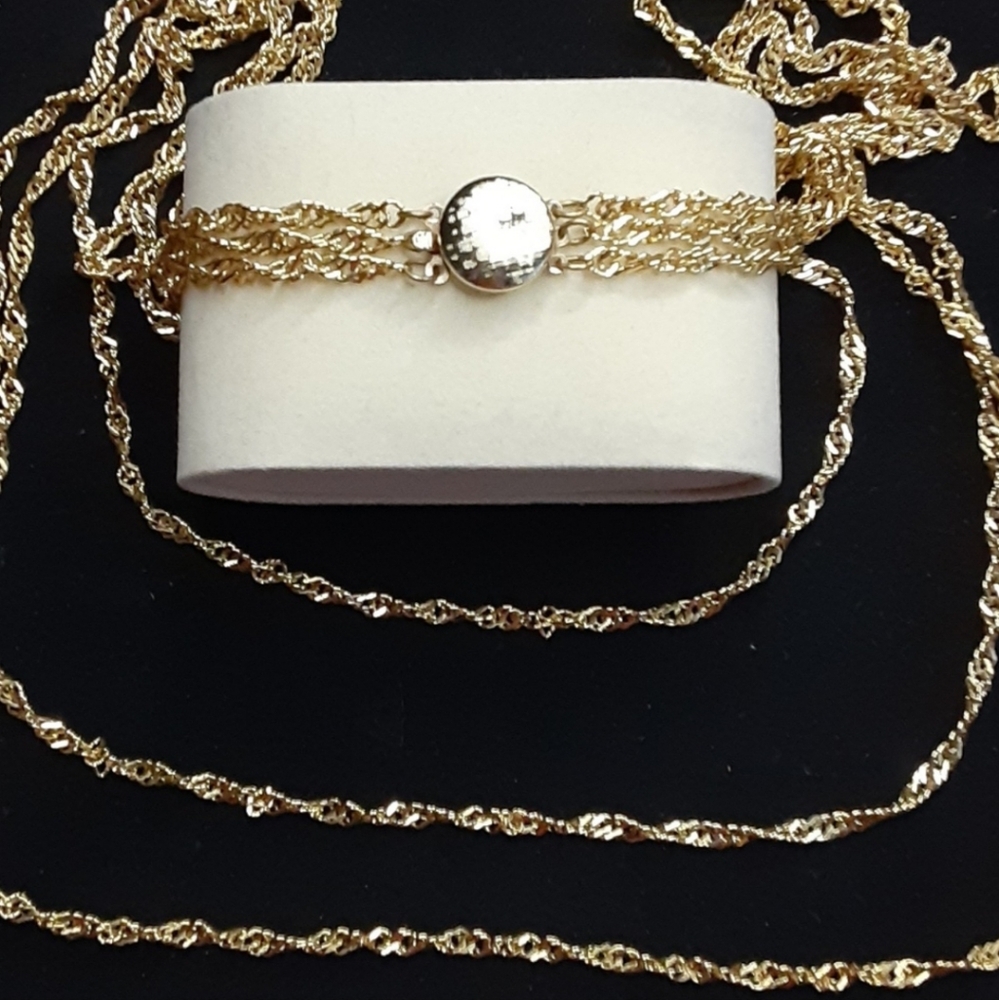 Vintage Gold Tone 3 Strand Necklace